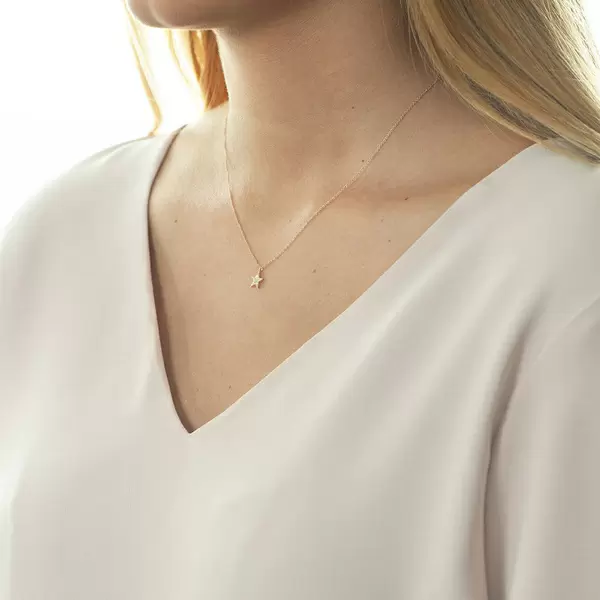 Leaf Jewelry Halskette Stern mit Diamanten, 18 K Roségold Versandkostenfrei