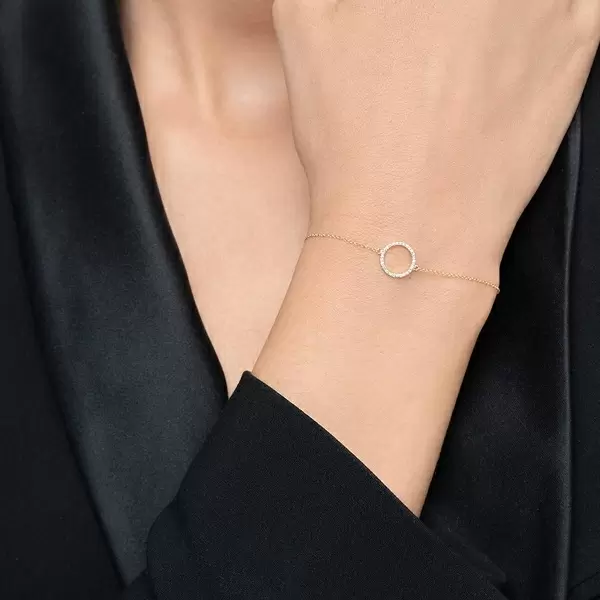 Leaf Jewelry Armkette Circle mit Diamanten, 18 K Gelbgold Flash Sale