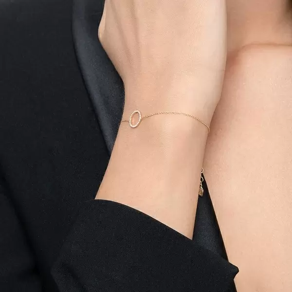 Leaf Jewelry Armkette Circle mit Diamanten, 18 K Gelbgold Flash Sale