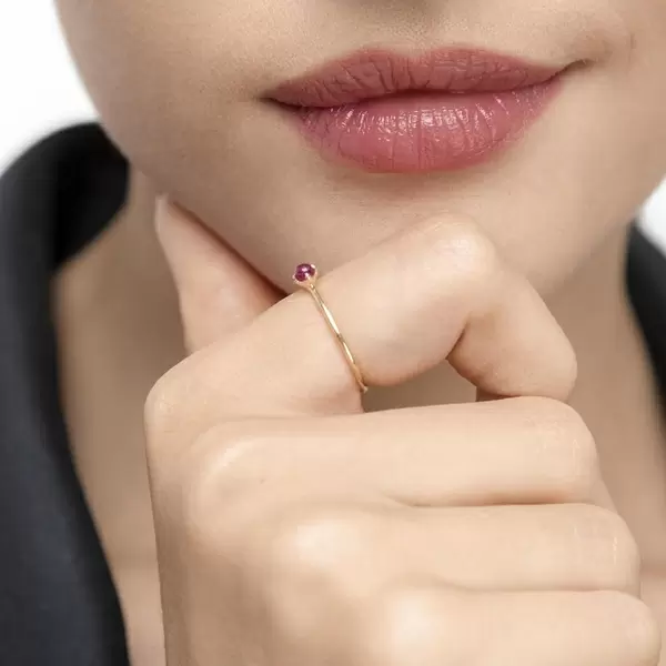 Leaf Jewelry Ring Cabochon, 14 K Gelbgold, Rubin Begrenztes Angebot
