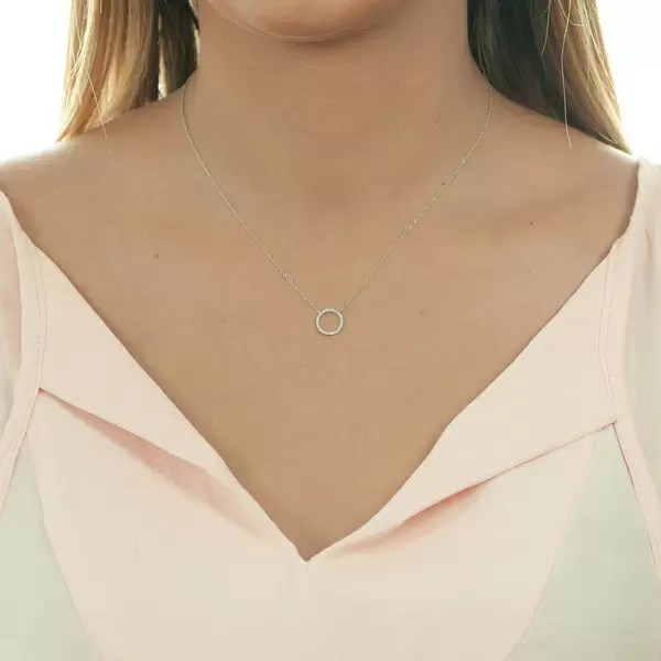 Leaf Jewelry Halskette Circle mit Diamanten, 18 K Weissgold Exklusivangebot