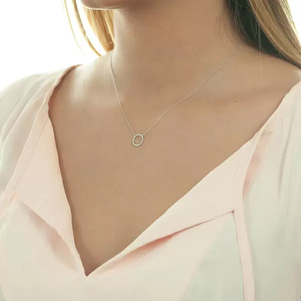 Leaf Jewelry Halskette Circle mit Diamanten, 18 K Weissgold Exklusivangebot