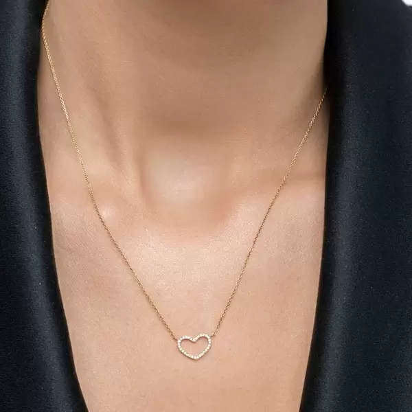 Leaf Jewelry Halskette Heart mit Diamanten, 18 K Gelbgold Lagerräumung