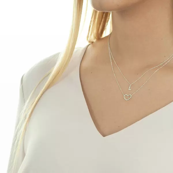 Leaf Jewelry Halskette Heart mit Diamanten, 18 K Gelbgold Lagerräumung