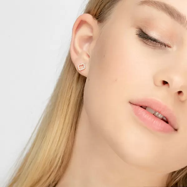 Leaf Jewelry Ohrstecker Clover mit Diamanten, 18 K Rosegold Heißer Verkauf