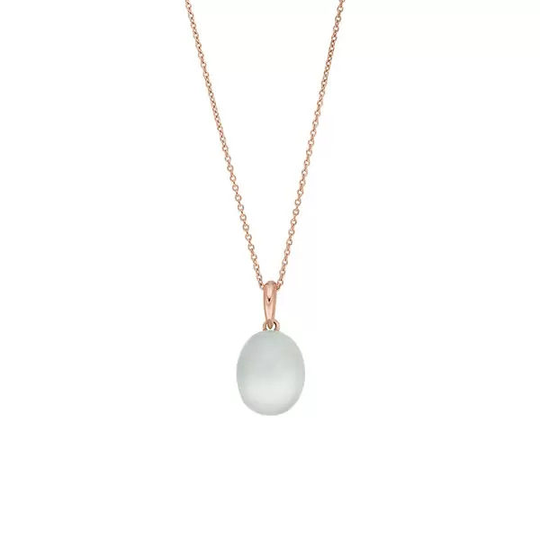 Leaf Jewelry Halskette Cabochon II, 14 K Rosegold, Sea Blue Chalzedon Exklusive Angebote