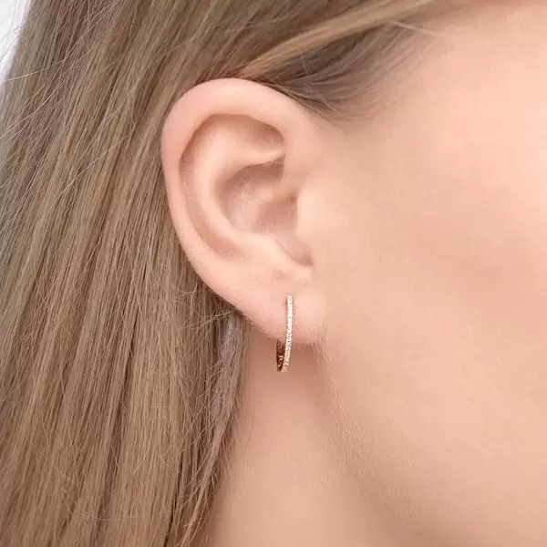 Leaf Jewelry Creole Circle S mit Diamanten, 15mm, 18 K Rosegold Neuheiten