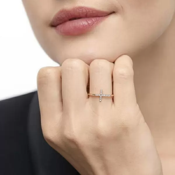 Leaf Jewelry Ring Kreuz mit Diamanten, 18K Rosegold Bestseller