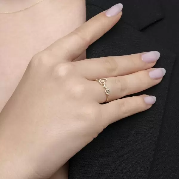Leaf Jewelry Ring Love 18K Gelbgold mit Diamanten Kauf eins, bekomm eins gratis