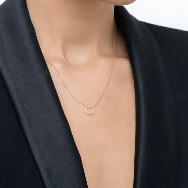 Leaf Jewelry Halskette Circle mit Diamanten, 18 K Gelbgold Tägliche Deals