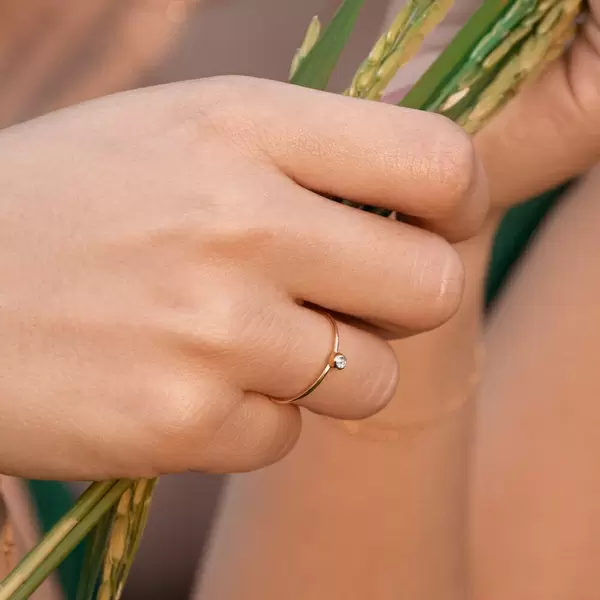 Leaf Jewelry Ring "my first diamond", 14 K Gelbgold VIP-Rabatte