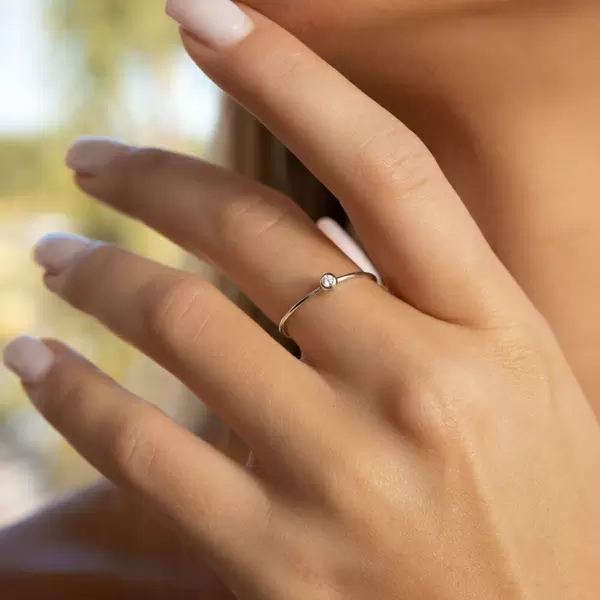 Leaf Jewelry Ring "my first diamond", 14 K Gelbgold VIP-Rabatte