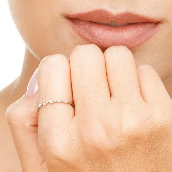 Leaf Jewelry Ring mit 5 Diamanten, 14K Weißgold Tiefpreis