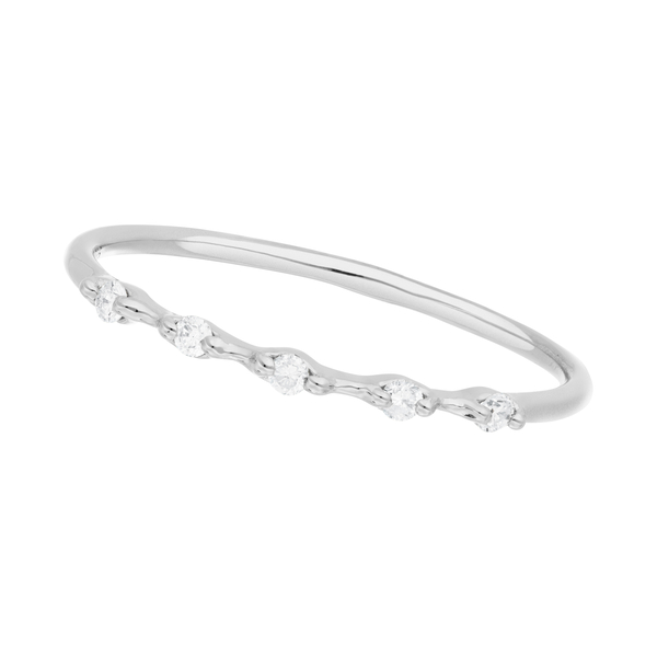 Leaf Jewelry Ring mit 5 Diamanten, 14K Weißgold Tiefpreis