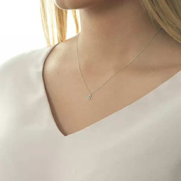 Leaf Jewelry Halskette Letter "S", 14 K Weißgold mit Diamanten Super Sparpreis