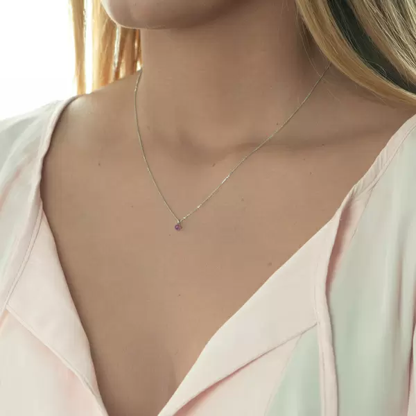 Leaf Jewelry Halskette Cabochon, Rubin, 14 K Weißgold Letzte 3 Tage
