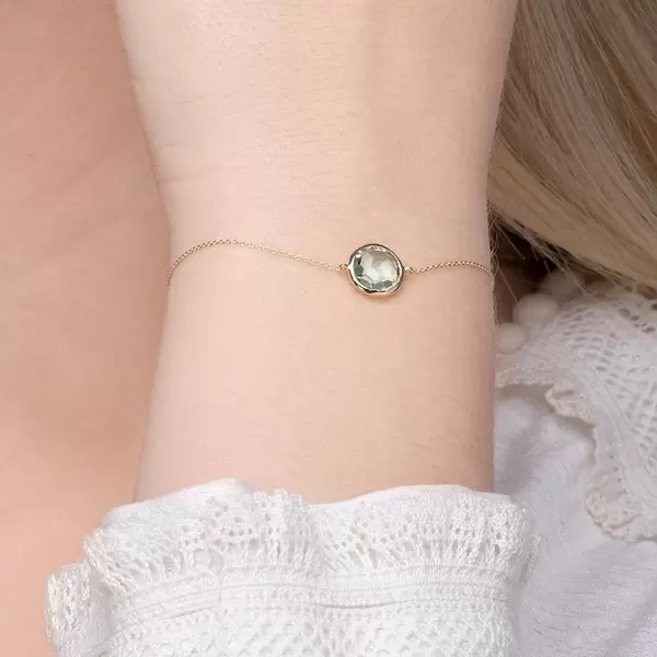 Leaf Jewelry Armkette Green Amethyst, 14 K Gelbgold Neueste Stile
