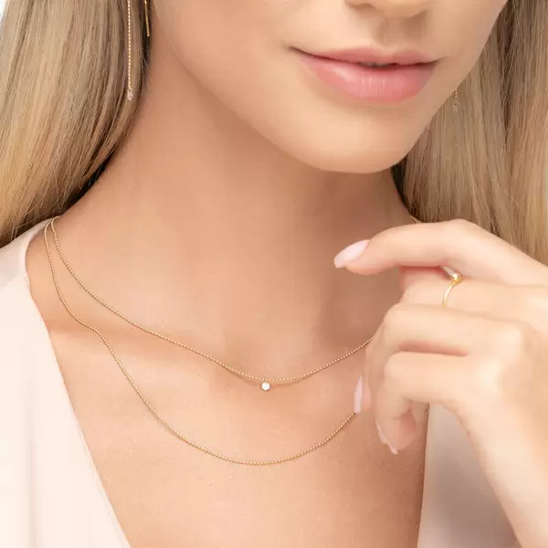 Leaf Jewelry Halskette Pure Double, Diamant, 14 K Gelbgold Letzte 2 Tage