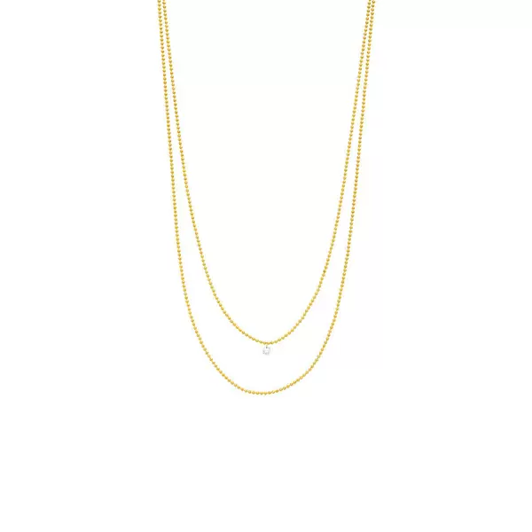 Leaf Jewelry Halskette Pure Double, Diamant, 14 K Gelbgold Letzte 2 Tage
