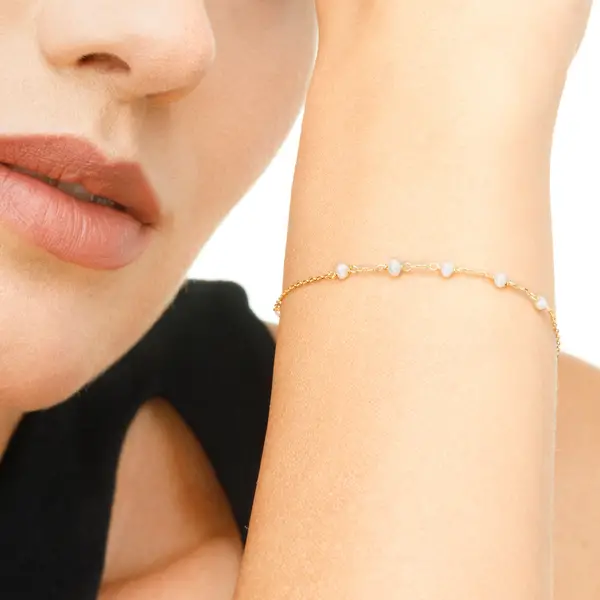 Leaf Jewelry Armkette White Pearls, 14 K Gelbgold Bis zu 50% Rabatt