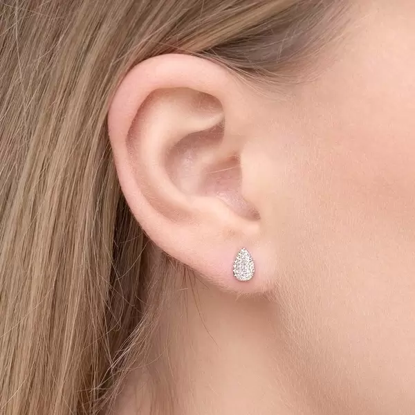 Leaf Jewelry Ohrstecker Drops mit Diamanten, 18 K Weißgold Bis zu 60% Rabatt