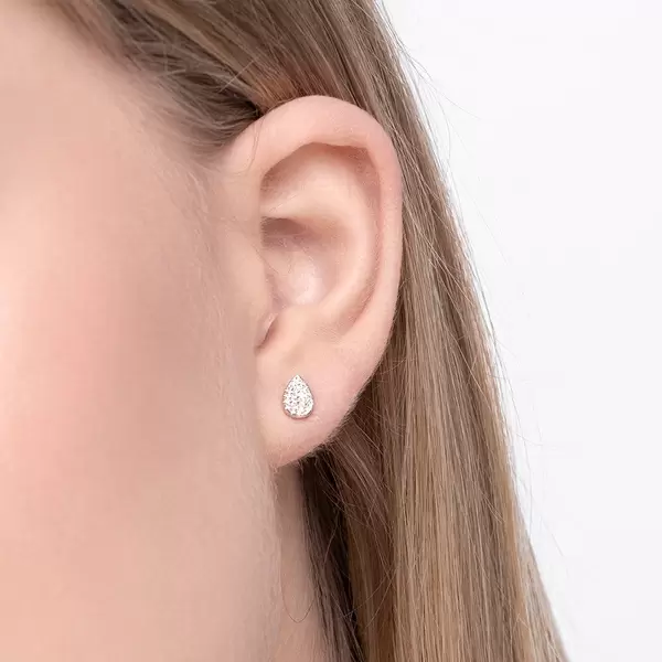 Leaf Jewelry Ohrstecker Drops mit Diamanten, 18 K Weißgold Bis zu 60% Rabatt