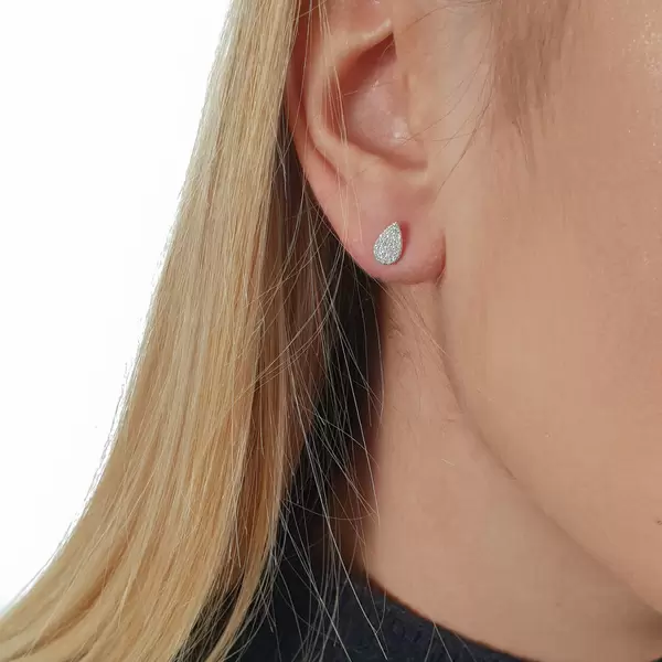 Leaf Jewelry Ohrstecker Drops mit Diamanten, 18 K Weißgold Bis zu 60% Rabatt