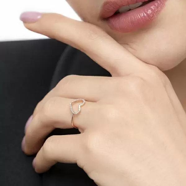 Leaf Jewelry Ring Herz mit Diamanten, 18 K Gelbgold Bis zu 65% Rabatt