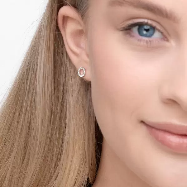 Leaf Jewelry Ohrringe Circle mit Diamanten, 18 K Weißgold Nur für heute
