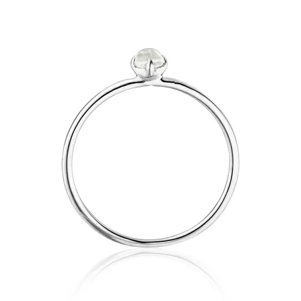 Leaf Jewelry Ring Cabochon, 14 K Weißgold, Mondstein Sonderangebot der Fabrik