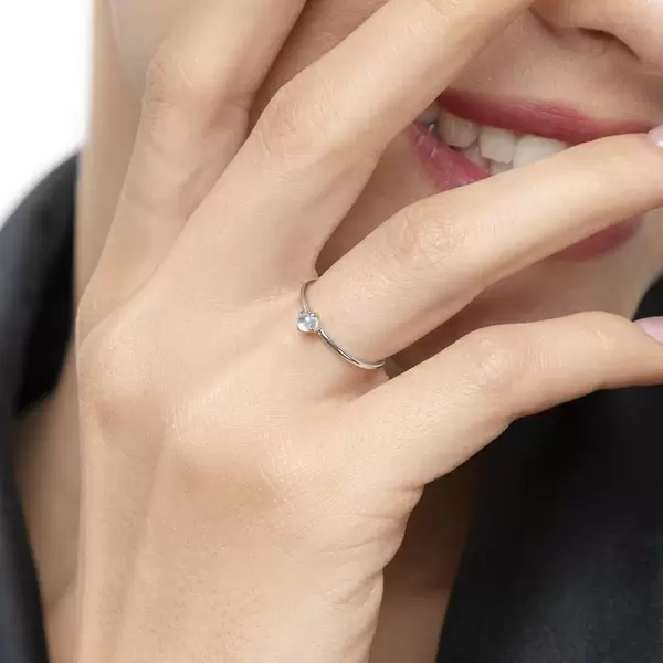 Leaf Jewelry Ring Cabochon, 14 K Weißgold, Mondstein Sonderangebot der Fabrik