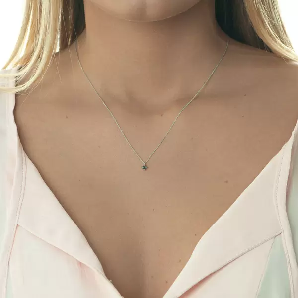 Leaf Jewelry Halskette Cabochon, Blauer Topas, 14 K Weißgold Bis zu 55% Rabatt