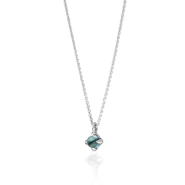 Leaf Jewelry Halskette Cabochon, Blauer Topas, 14 K Weißgold Bis zu 55% Rabatt