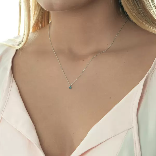Leaf Jewelry Halskette Cabochon, Blauer Topas, 14 K Weißgold Bis zu 55% Rabatt