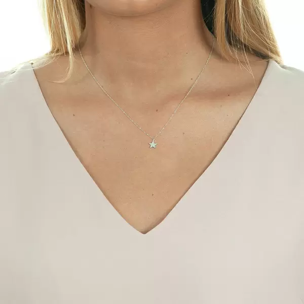 Leaf Jewelry Halskette Stern mit Diamanten, 18 K Weißgold Discount Store für neue Produkte