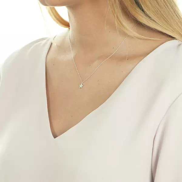 Leaf Jewelry Halskette Stern mit Diamanten, 18 K Weißgold Discount Store für neue Produkte