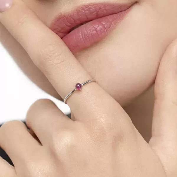 Leaf Jewelry Ring Cabochon, 14 K Weißgold, Rubin Super Rabatt
