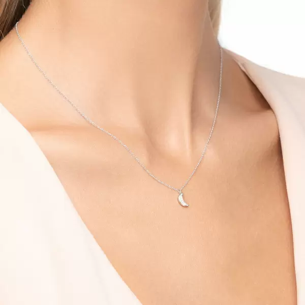Leaf Jewelry Halskette Halbmond, 18 K Weißgold Riesige Rabatte