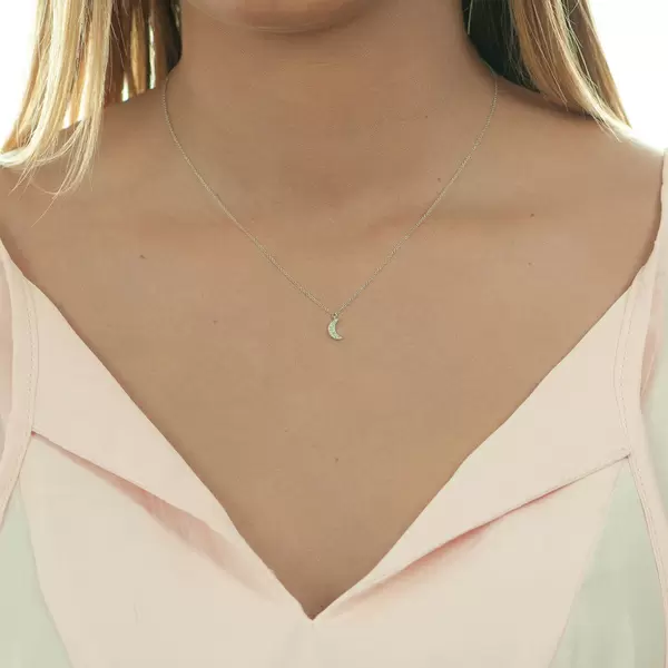 Leaf Jewelry Halskette Halbmond, 18 K Weißgold Riesige Rabatte