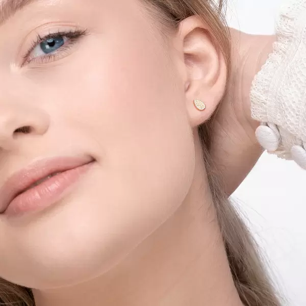 Leaf Jewelry Ohrstecker Drops mit Diamanten, 18 K Gelbgold Clearance-Verkauf