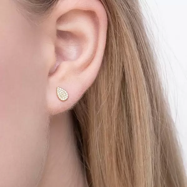 Leaf Jewelry Ohrstecker Drops mit Diamanten, 18 K Gelbgold Clearance-Verkauf
