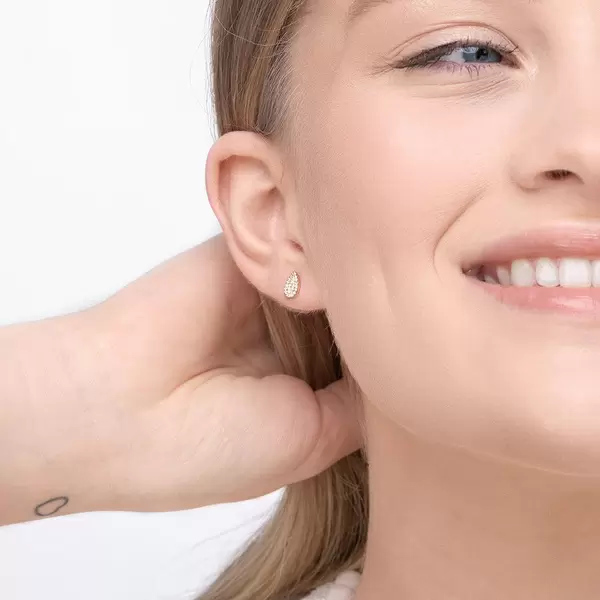 Leaf Jewelry Ohrstecker Drops mit Diamanten, 18 K Gelbgold Clearance-Verkauf