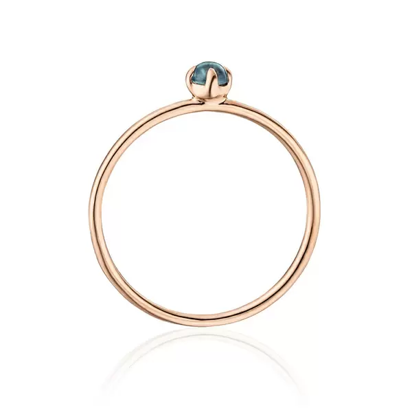 Leaf Jewelry Ring Cabochon, 14 K Roségold, Blauer Topas Kostenloser Versand international