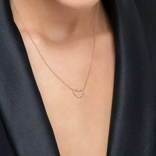 Leaf Jewelry Halskette Heart mit Diamanten, 18 K Roségold Fabrikladen