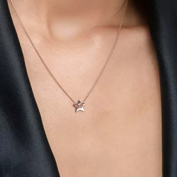 Leaf Jewelry Halskette Star, 14 K Rosegold Speichern exportieren
