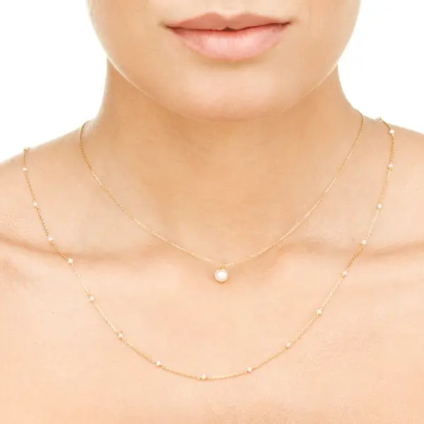 Leaf Jewelry Halskette Pearls, 14K Gelbgold Im Verkauf