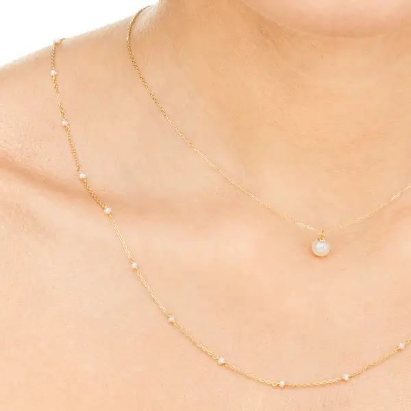 Leaf Jewelry Halskette Pearls, 14K Gelbgold Im Verkauf