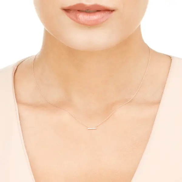 Leaf Jewelry Halskette Horizontal Bar, Diamant, 14 K Rosegold Günstiger Verkauf
