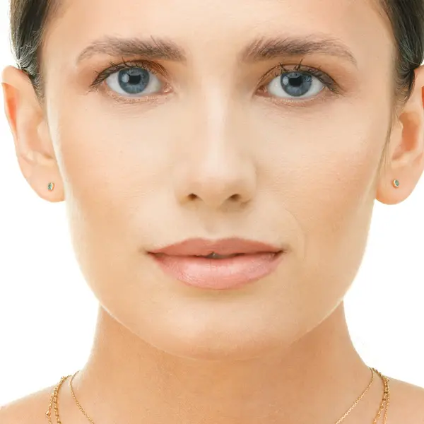 Leaf Jewelry Ohrstecker Smaragd, 14K Rosegold Sonderangebot