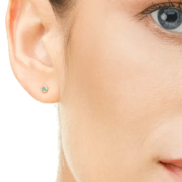 Leaf Jewelry Ohrstecker Smaragd, 14K Rosegold Sonderangebot